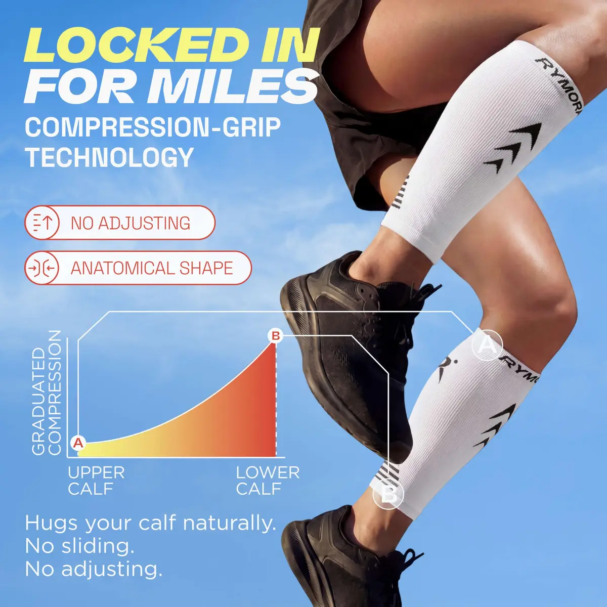 Rymora Calf Compression Sleeves for Men & Women (Pair) White Small | Graduated Support for Shin Splints & Recovery - view 6