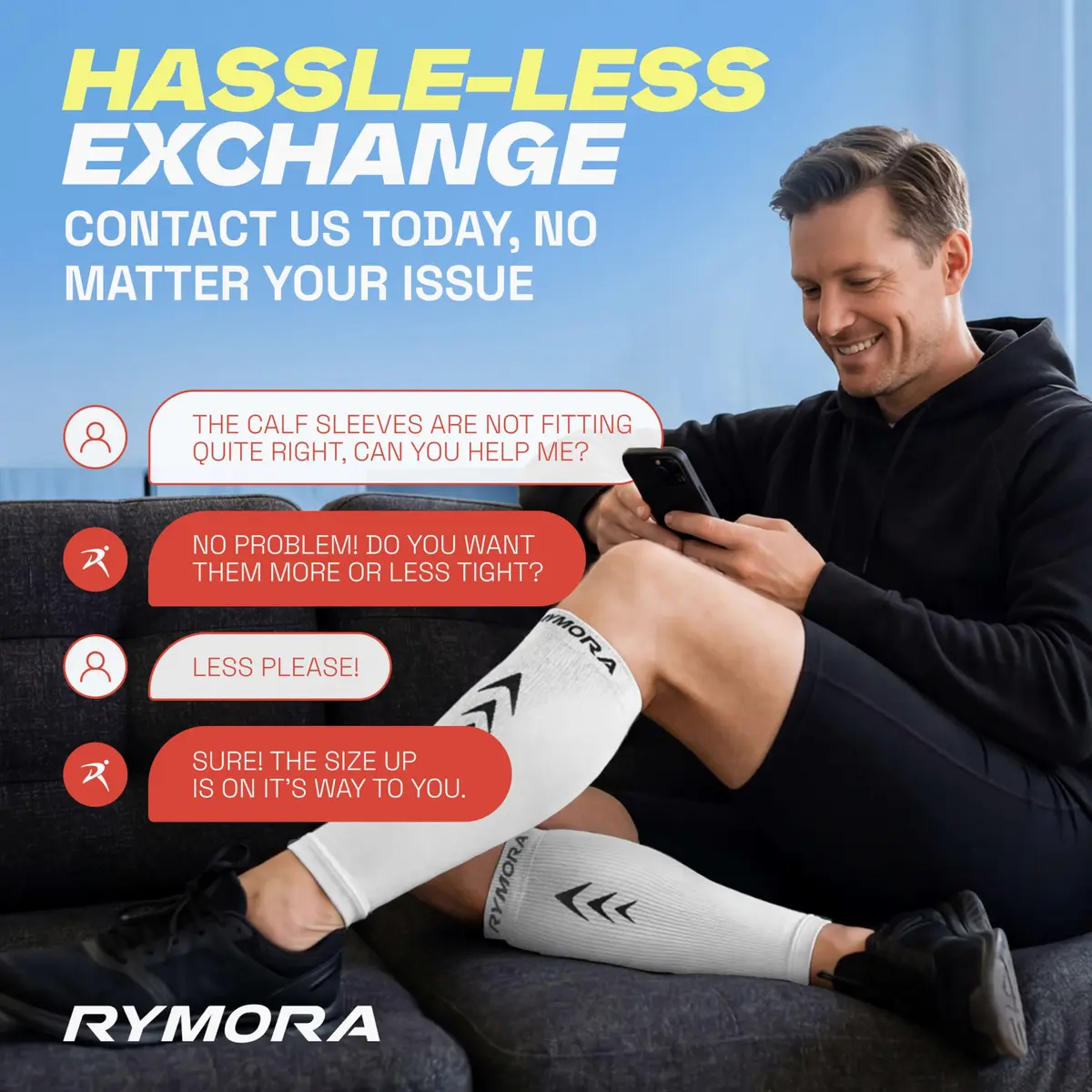 Rymora Calf Compression Sleeves for Men & Women (Pair) White Small | Graduated Support for Shin Splints & Recovery - view 9