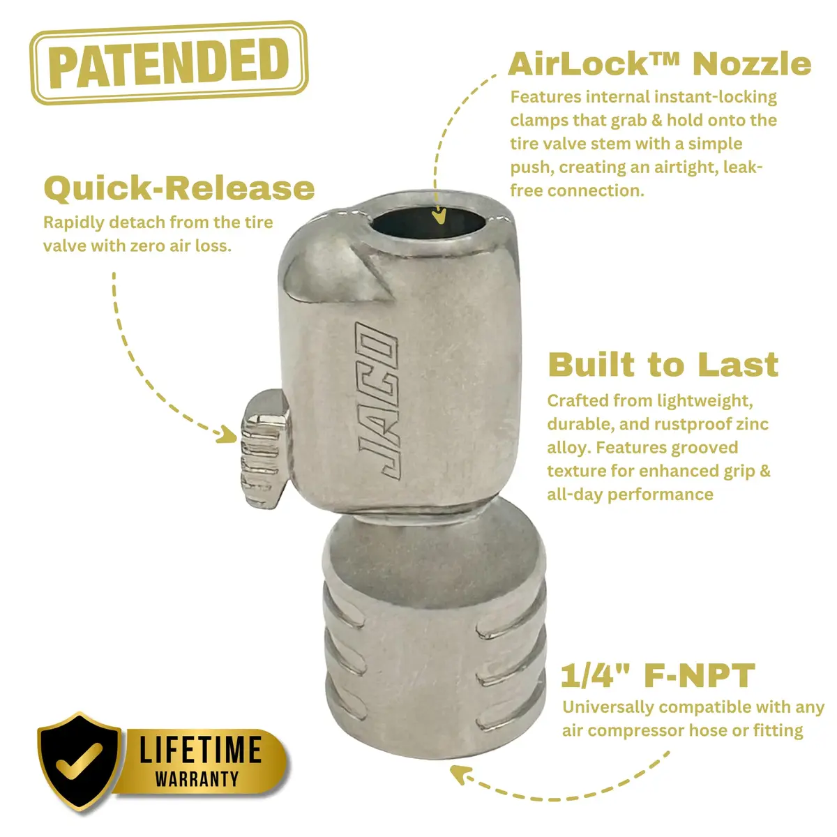 JACO Lightning S-Series Tire Air Chuck 2-Pack | Open Flow 1/4" F-NPT Automatic Lock-On - view 2