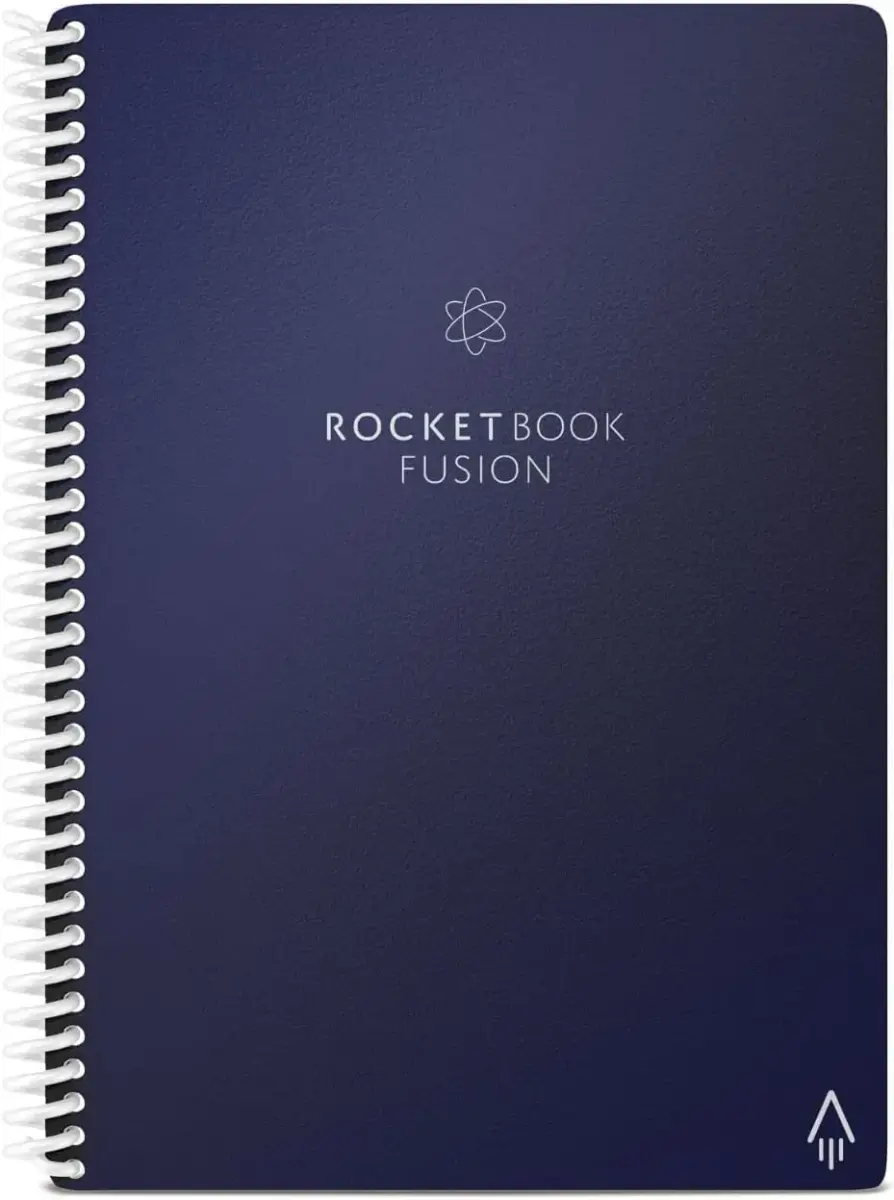 Rocketbook Fusion Reusable Undated Productivity Planner, Executive Size 6x8.8, Navy Blue | Goals, Monthly and Weekly Calendar, Daily To-do List, Lined and Dotted Notes Pages - main product image