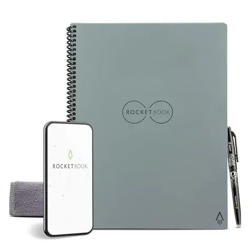 Rocketbook Core Reusable Spiral Notebook, Executive Size 6x8.8, Gray - Dotted Pages - main product image