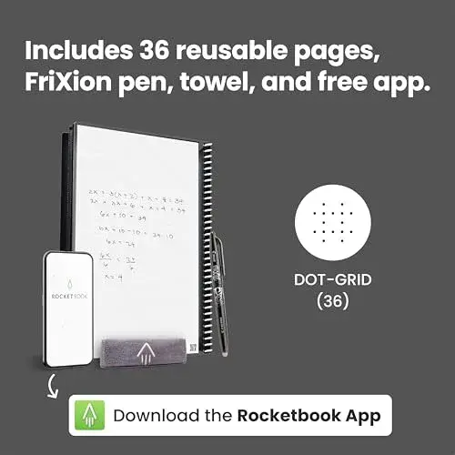 Rocketbook Core Reusable Spiral Notebook, Classic Executive Size 6x8.8, Green - Dotted Pages - view 4