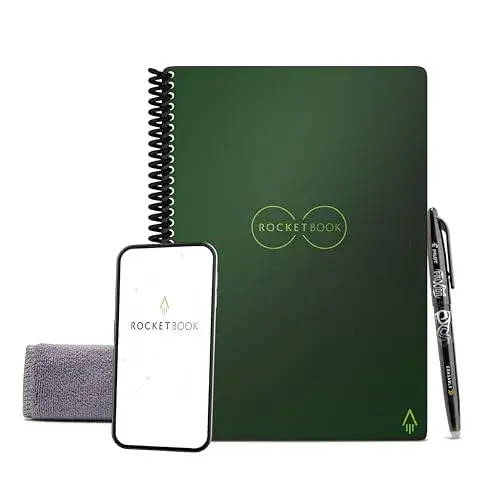 Rocketbook Core Reusable Spiral Notebook, Classic Executive Size 6x8.8, Green - Dotted Pages - main product image