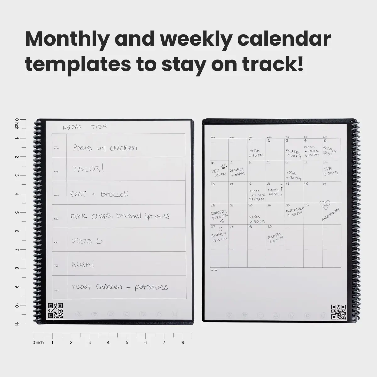Rocketbook Fusion Reusable Undated Productivity Planner, Letter Size 21.6 x 27.9 cm (8.5 x 11 inches), Gray | 7-Section Template Hybrid Notebook - view 6