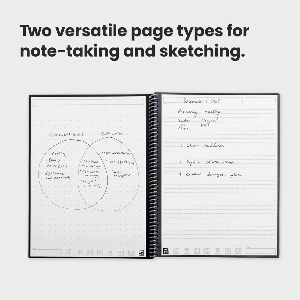 Rocketbook Fusion Reusable Undated Productivity Planner, Letter Size 21.6 x 27.9 cm (8.5 x 11 inches), Gray | 7-Section Template Hybrid Notebook - view 7