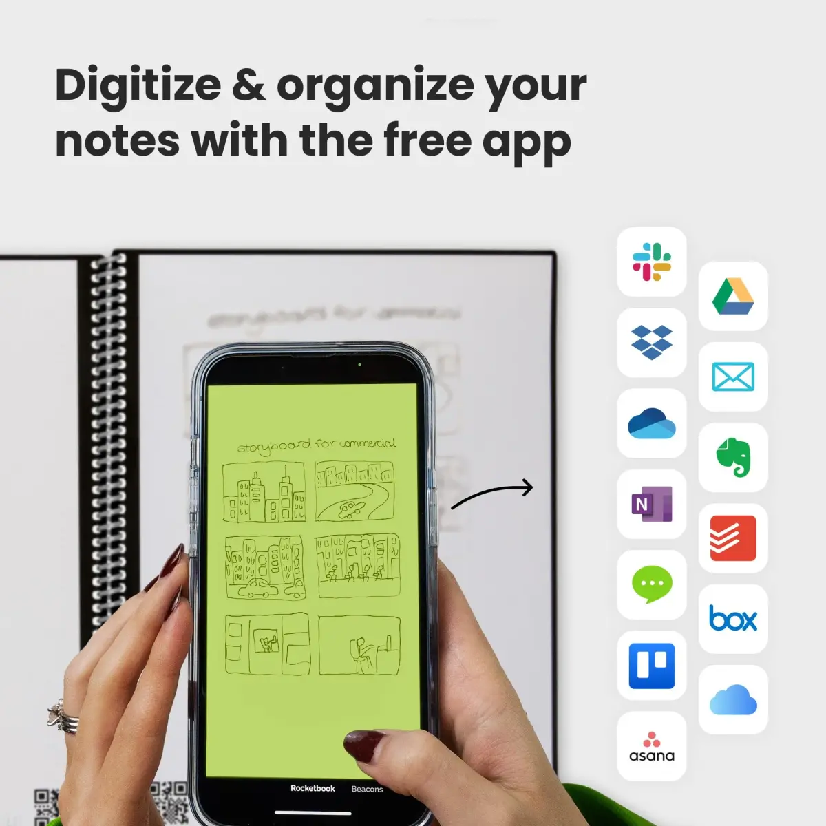 Rocketbook Fusion Reusable Undated Productivity Planner, Letter Size 21.6 x 27.9 cm (8.5 x 11 inches), Gray | 7-Section Template Hybrid Notebook - view 8