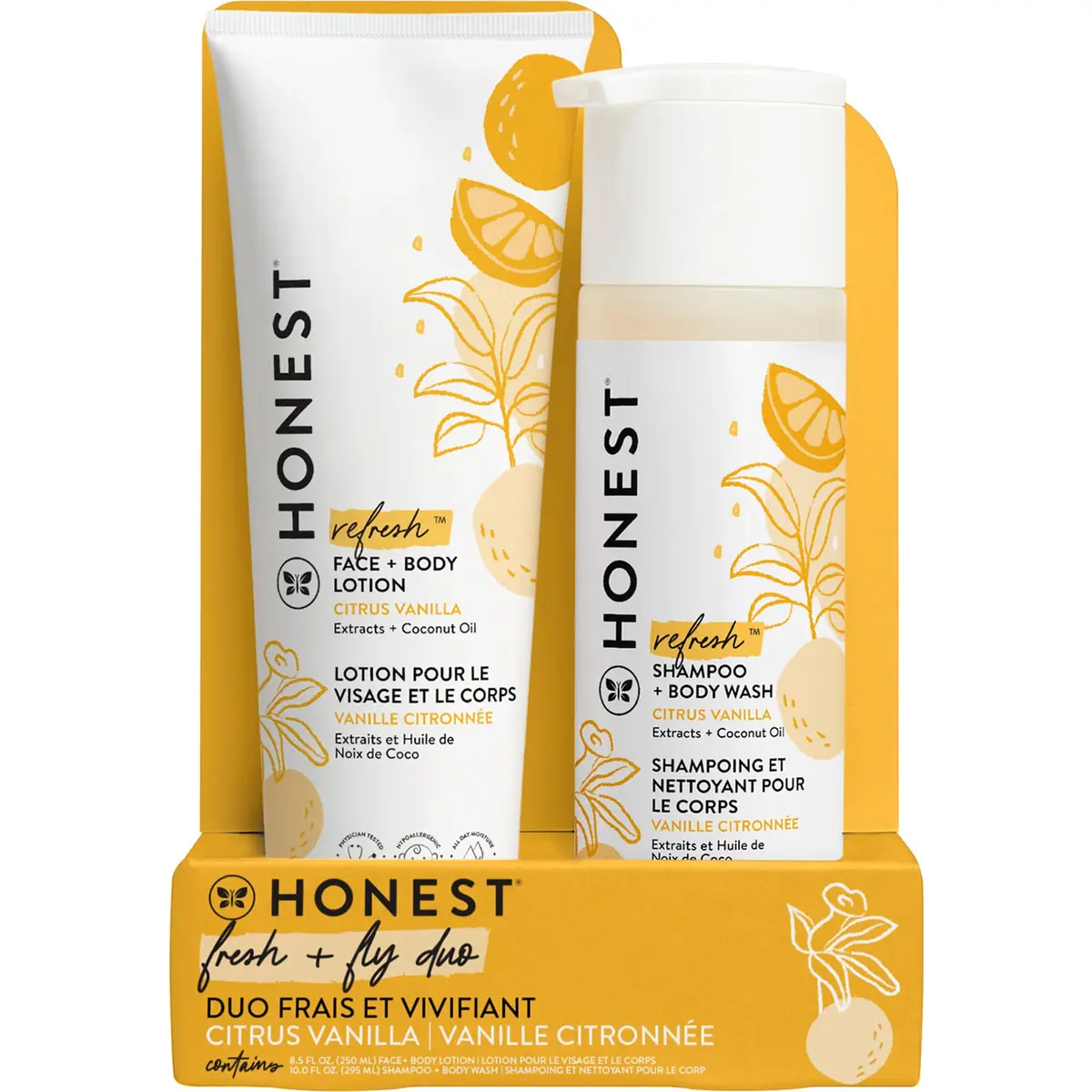 The Honest Company Shampoo Body Wash & Lotion, Citrus Vanilla Refresh | Gentle, Tear-Free, Hypoallergenic - main product image