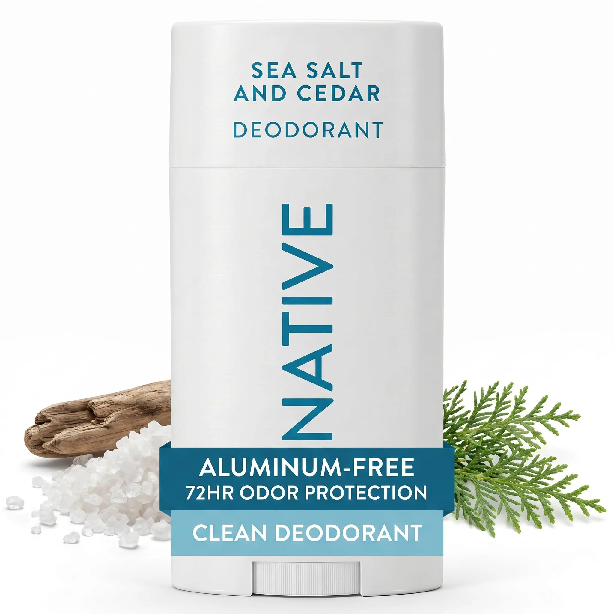 Native Sea Salt & Cedar Natural Deodorant Stick, 72-Hour Odor Control, 2.65oz | Aluminum-Free Protection - main product image