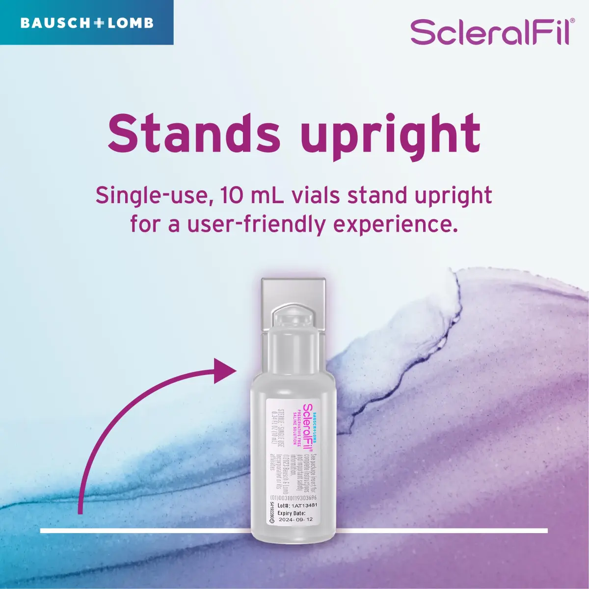 Bausch + Lomb ScleralFil Preservative Free Saline Solution for Scleral Lenses, Buffered Isotonic Rinsing & Insertion Solution for Soft and Rigid Gas Permeable Contacts, Single-Use Vials, 30 Count | 10.14ml (0.34 Fl Oz) Saline Solution - view 3