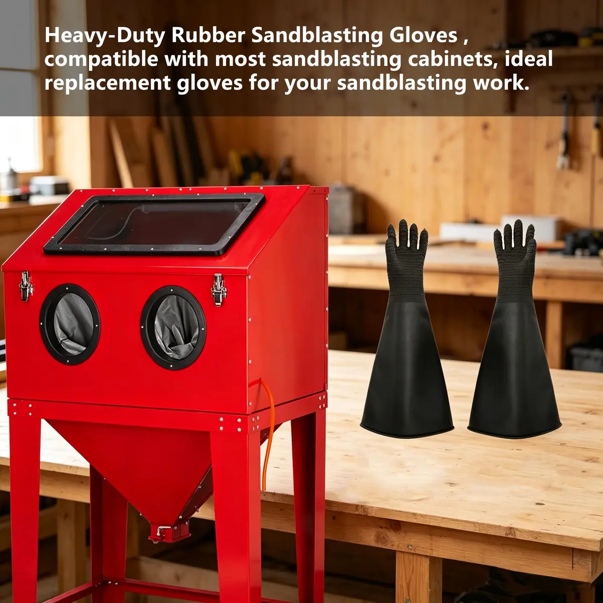 HOLDWIN Heavy Duty Sandblasting Gloves Rubber Gloves for Sandblaster Protective Safety Work Black Striped 24.8" | High Wear Resistance - view 5
