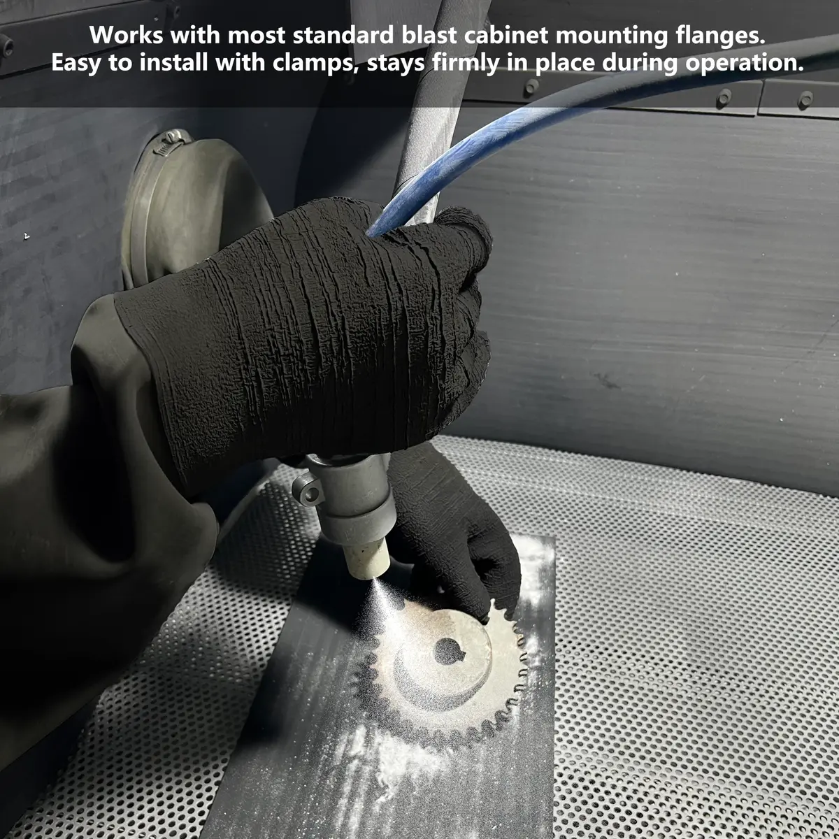 HOLDWIN Heavy Duty Sandblasting Gloves Rubber Gloves for Sandblaster Protective Safety Work Black Striped 24.8" | High Wear Resistance - view 6