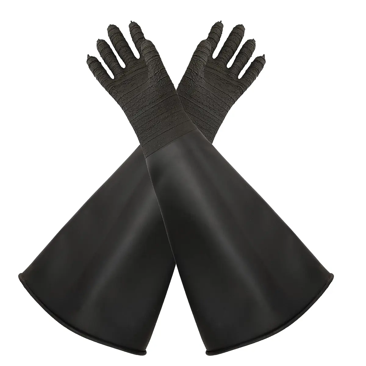 HOLDWIN Heavy Duty Sandblasting Gloves Rubber Gloves for Sandblaster Protective Safety Work Black Striped 24.8" | High Wear Resistance - main product image