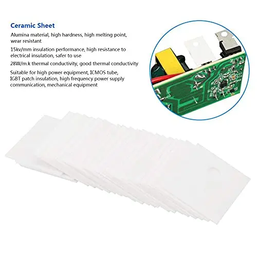 ViaGasaFamido Alumina Ceramic Insulating Sheet 17x22x1mm (100-Pack) | High Hardness Wear Resistance - view 2