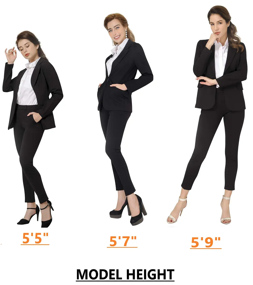Marycrafts Women's Black Two Piece Pant Suit Set Size 4 | Tailored Fit for Work & Business - view 8