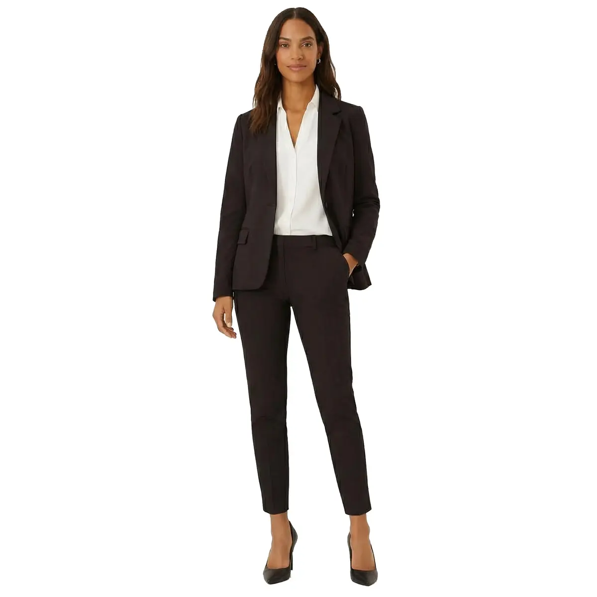 Marycrafts Women's Black Two Piece Pant Suit Set Size 4 | Tailored Fit for Work & Business - view 4