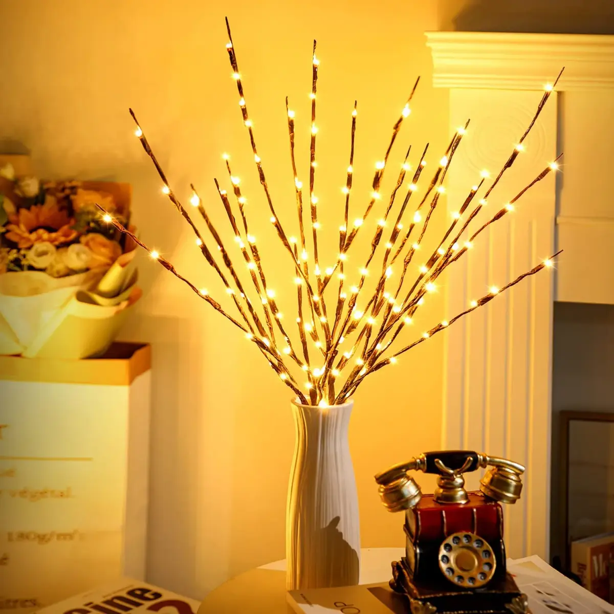KXCOFTXI 3-Pack 30" Twig Lights USB Plug-in Branches Lights, 60 Warm White LEDs | Bendable Decorative Lights for Vases - view 4