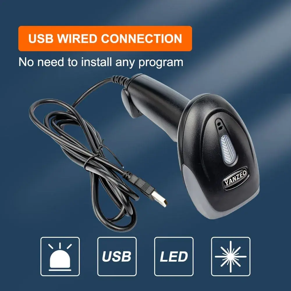 Yanzeo Wired USB CCD Handheld Barcode Scanner L1100 Black | 200 Scans/Sec - view 4