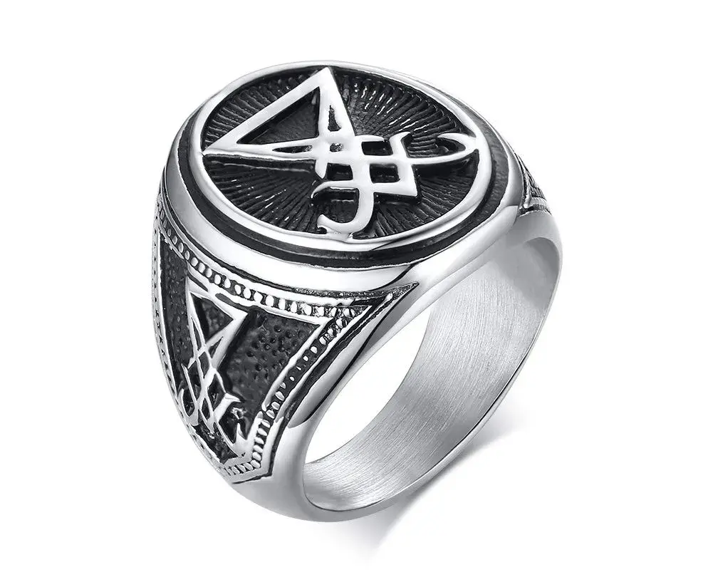 VNOX Sigil of Lucifer Signet Ring for Men | Silver-Lucifer, Size 10 (22 mm Width) - main product image
