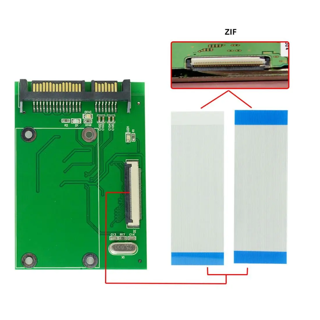 chenyang SATA to 40 Pin ZIF CE 1.8 Inch SSD HDD Adapter Board with LIF Flat Cable | SATA to ZIF/CE Converter - view 5
