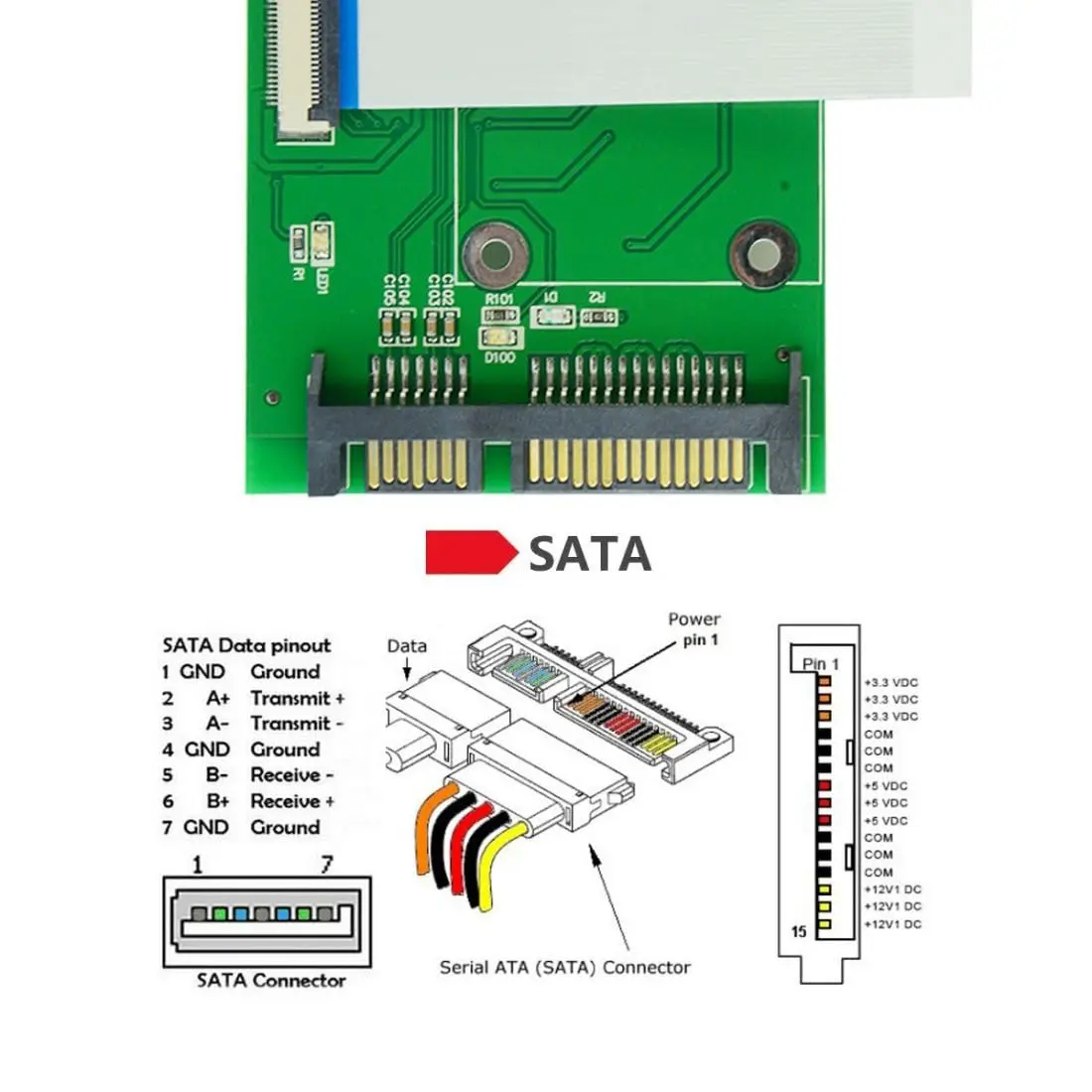 chenyang SATA to 40 Pin ZIF CE 1.8 Inch SSD HDD Adapter Board with LIF Flat Cable | SATA to ZIF/CE Converter - view 7