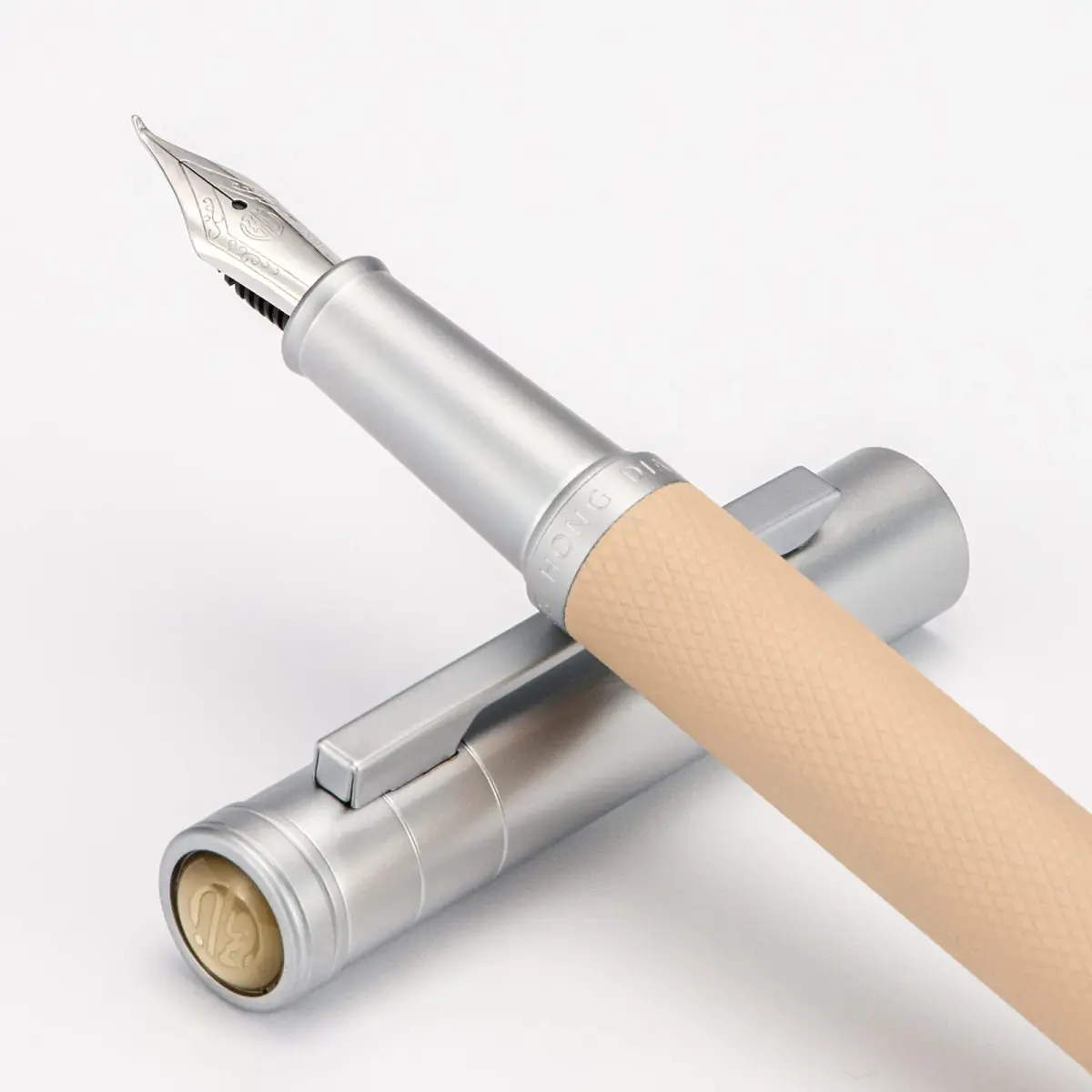 Asvine Silver Birch Forest Aluminum Fountain Pen Bent Nib (Fine to Broad) with Metal Box Fude Pen Set 13.8cm (5.43in) | Smooth Ink Flow - view 5