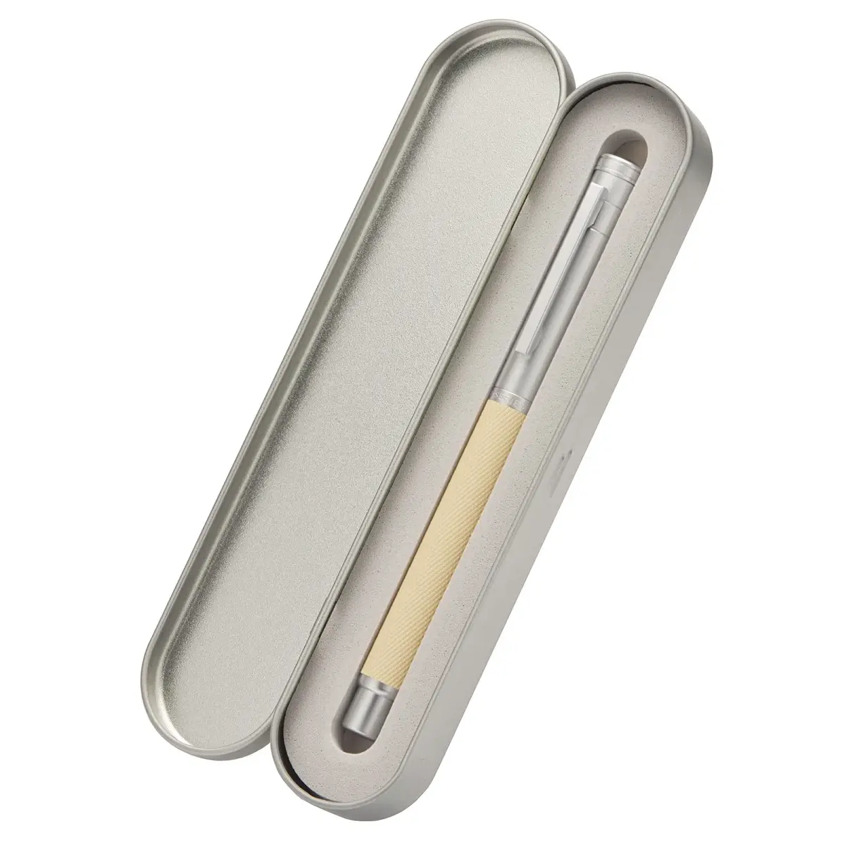 Asvine Silver Birch Forest Aluminum Fountain Pen Bent Nib (Fine to Broad) with Metal Box Fude Pen Set 13.8cm (5.43in) | Smooth Ink Flow - view 6