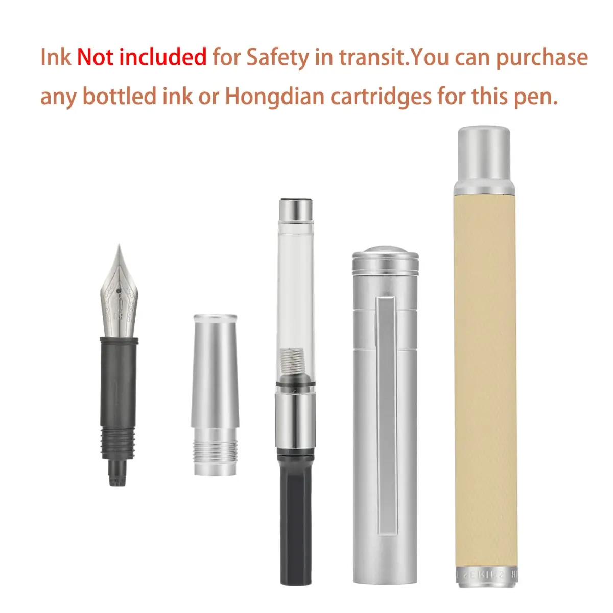 Asvine Silver Birch Forest Aluminum Fountain Pen Bent Nib (Fine to Broad) with Metal Box Fude Pen Set 13.8cm (5.43in) | Smooth Ink Flow - view 7