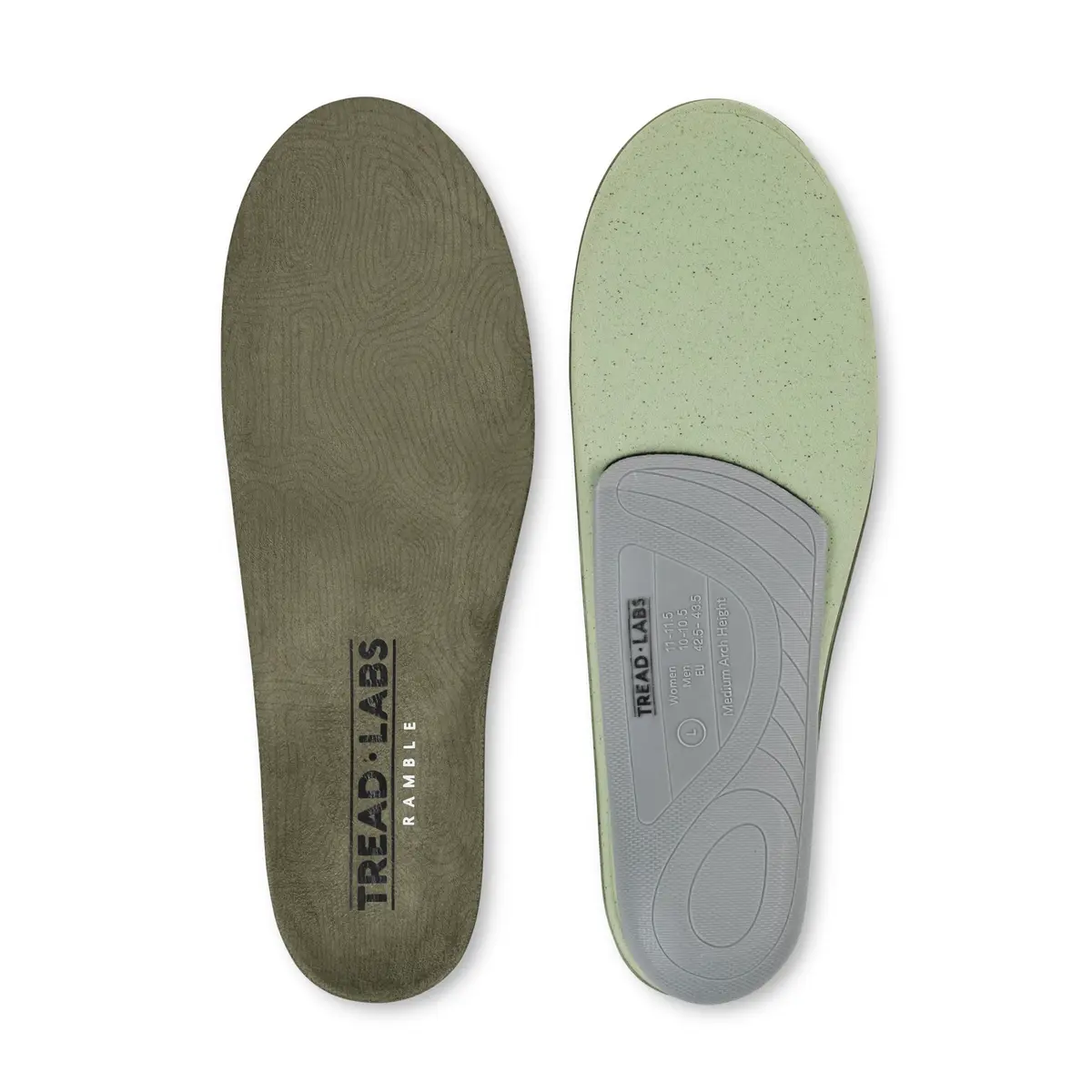 Tread Labs Ramble Insoles for Flat Feet & High Arches | Firm, Medical-Grade Arch Support (Women's 14-14.5 US / Men's 13-13.5 US, Green) - view 6
