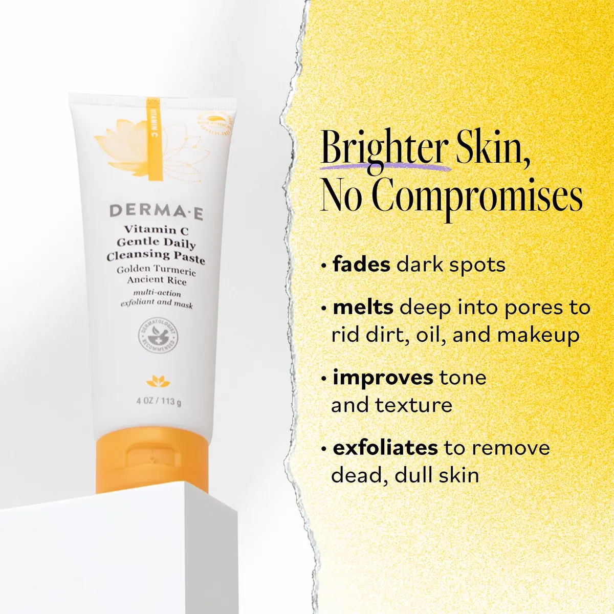 Derma E Vitamin C Gentle Daily Cleansing Paste, 4 Oz | Brightening & Clarifying Face Mask & Wash - view 2