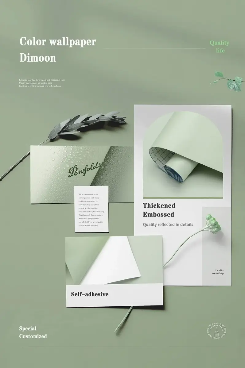 Dimoon Light Green Peel and Stick Wallpaper 45cm (17.7") x 300cm (118") | Renter-Friendly Textured Vinyl Roll - view 4