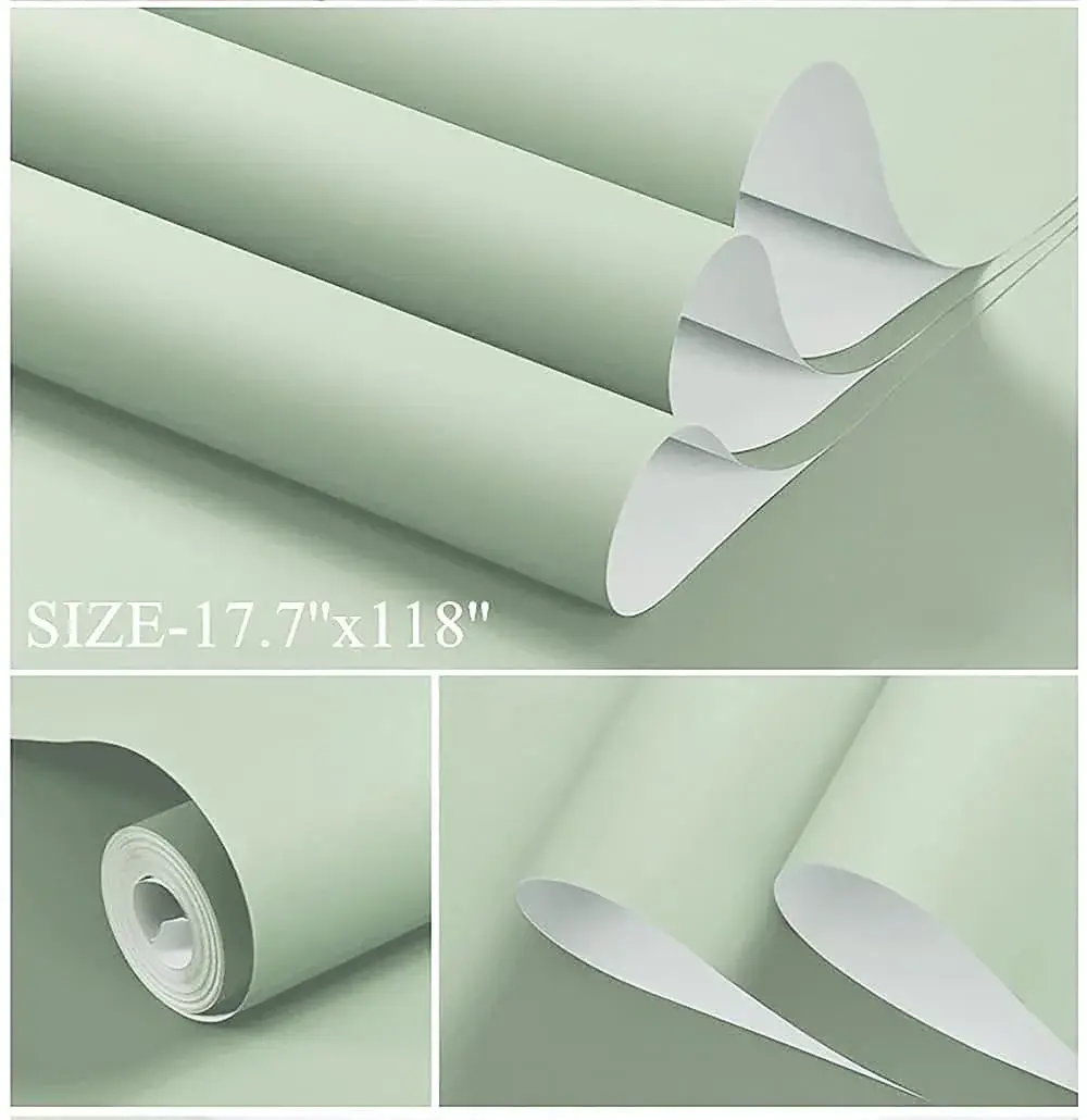 Dimoon Light Green Peel and Stick Wallpaper 45cm (17.7") x 300cm (118") | Renter-Friendly Textured Vinyl Roll - view 3