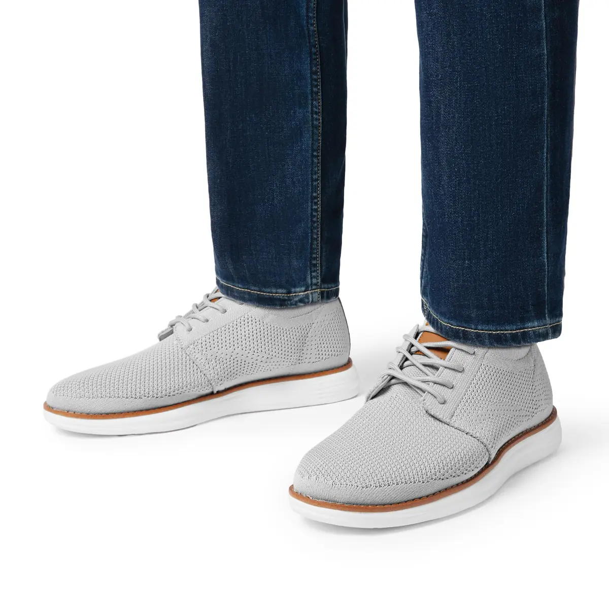 Bruno Marc Men's KnitFlex Breeze Casual Dress Sneakers Grey Size 8 (21cm x 12cm x 31cm) | Breathable Lightweight Mesh Lace-Up Derby Walking Shoes for Work & Weekend - view 5