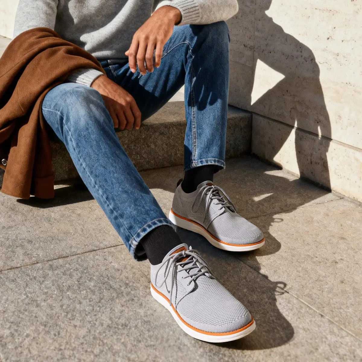 Bruno Marc Men's KnitFlex Breeze Casual Dress Sneakers Grey Size 8 (21cm x 12cm x 31cm) | Breathable Lightweight Mesh Lace-Up Derby Walking Shoes for Work & Weekend - view 3