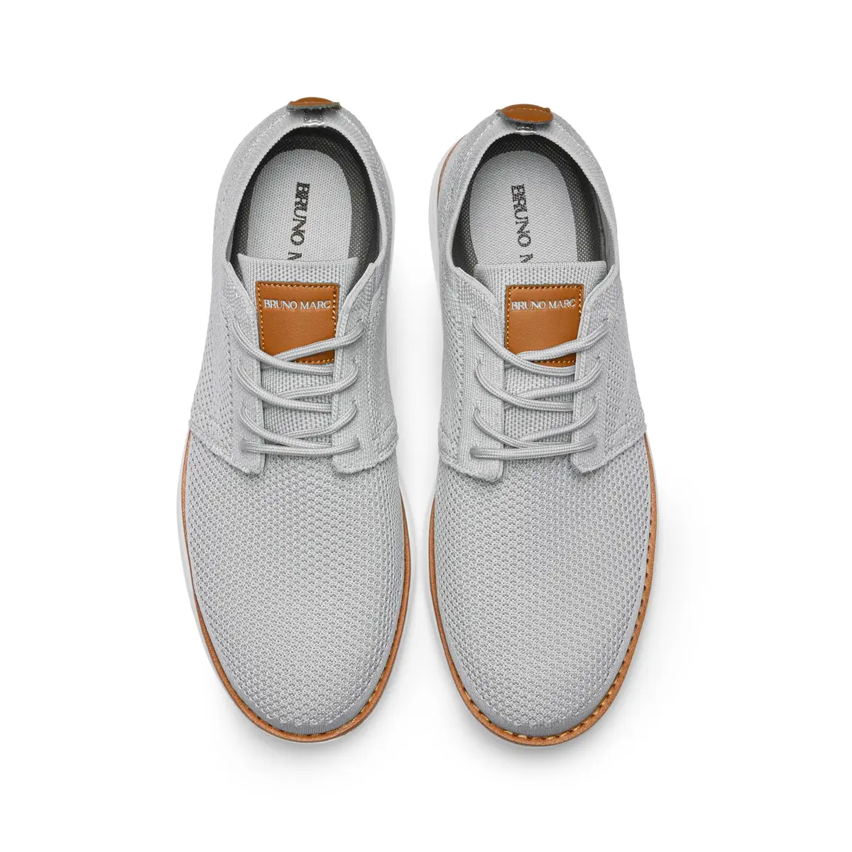 Bruno Marc Men's KnitFlex Breeze Casual Dress Sneakers Grey Size 8 (21cm x 12cm x 31cm) | Breathable Lightweight Mesh Lace-Up Derby Walking Shoes for Work & Weekend - view 4