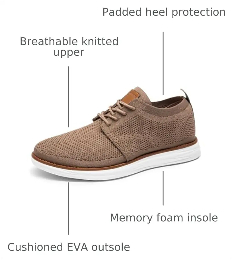 Bruno Marc Men's KnitFlex Breeze Casual Dress Sneakers Light/Brown 6.5 | Breathable Comfort for Men - view 4