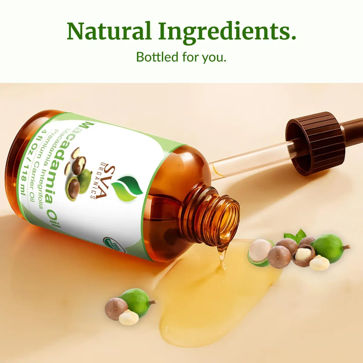 SVA ORGANICS Organic Macadamia Seed Carrier Oil 118 ml (4 Fl Oz) | Cold-Pressed, Unscented, Pure for Skin & Hair - view 8