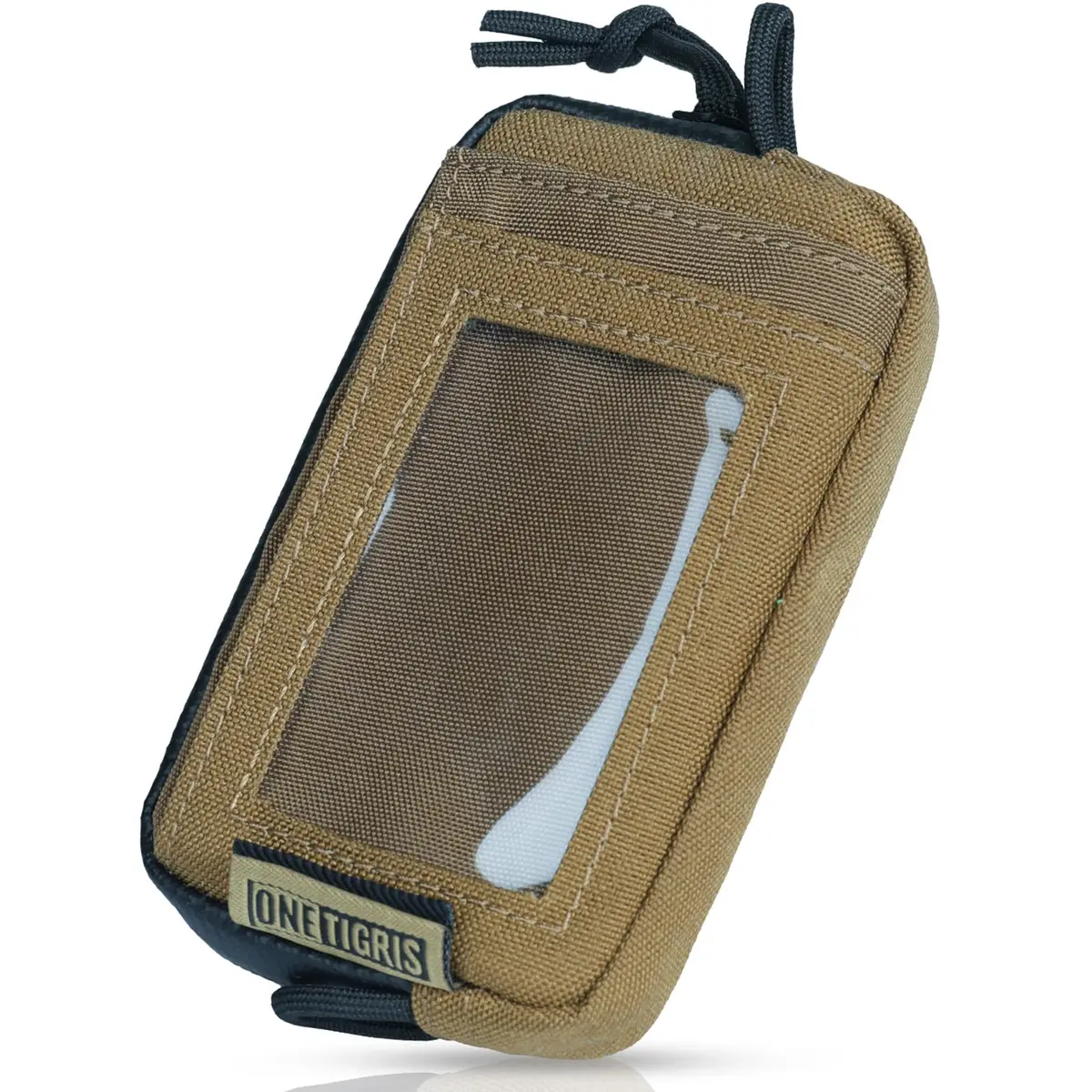 ONETIGRIS Tactical Front Pocket Wallet Coyote Brown | 4 Card Slots, Zippered Coin Pouch, ID Window - main product image