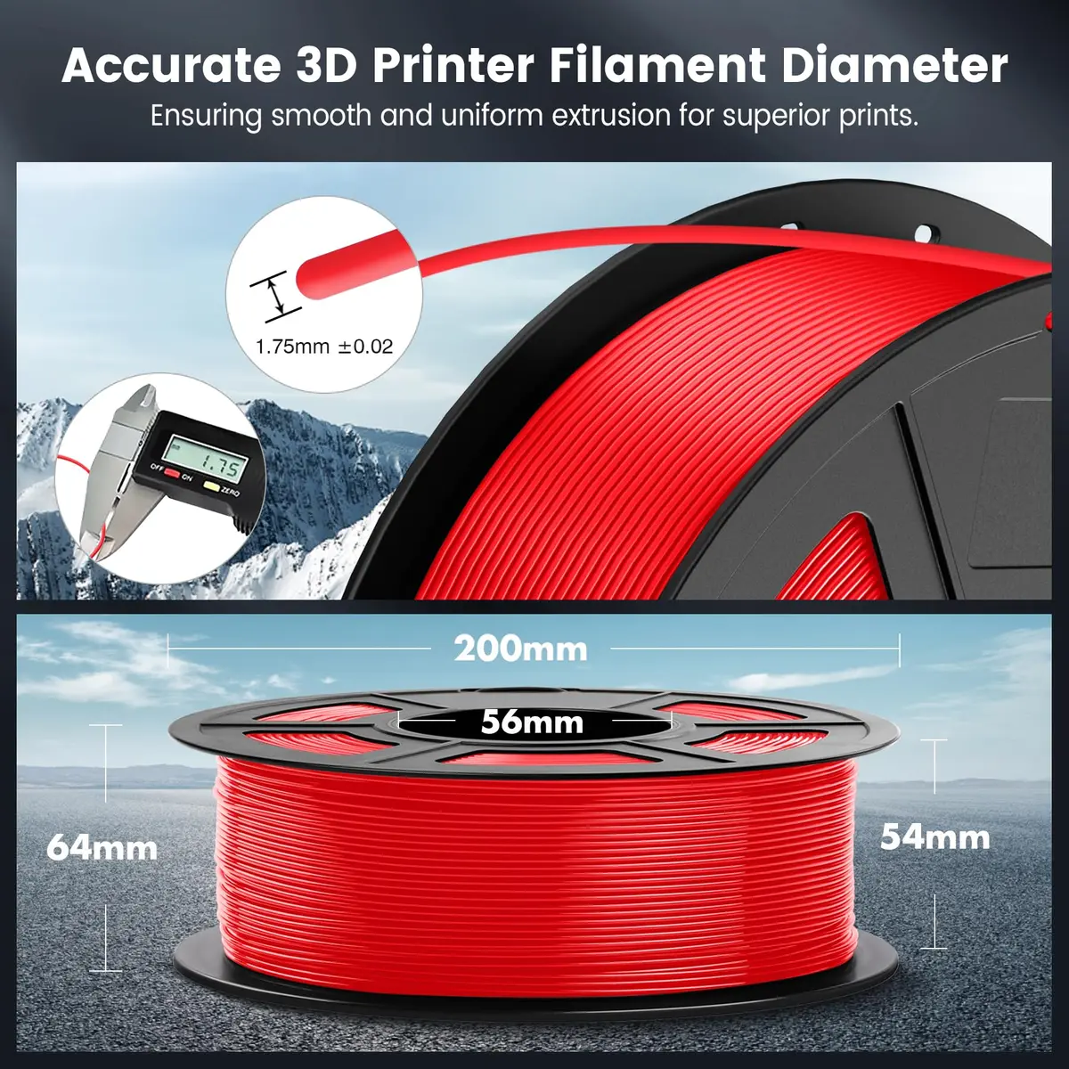 SUNLU PLA 3D Printer Filament, Red, 1kg | Reliable, Easy to Use, No Clogs, High Layer Adhesion - view 5