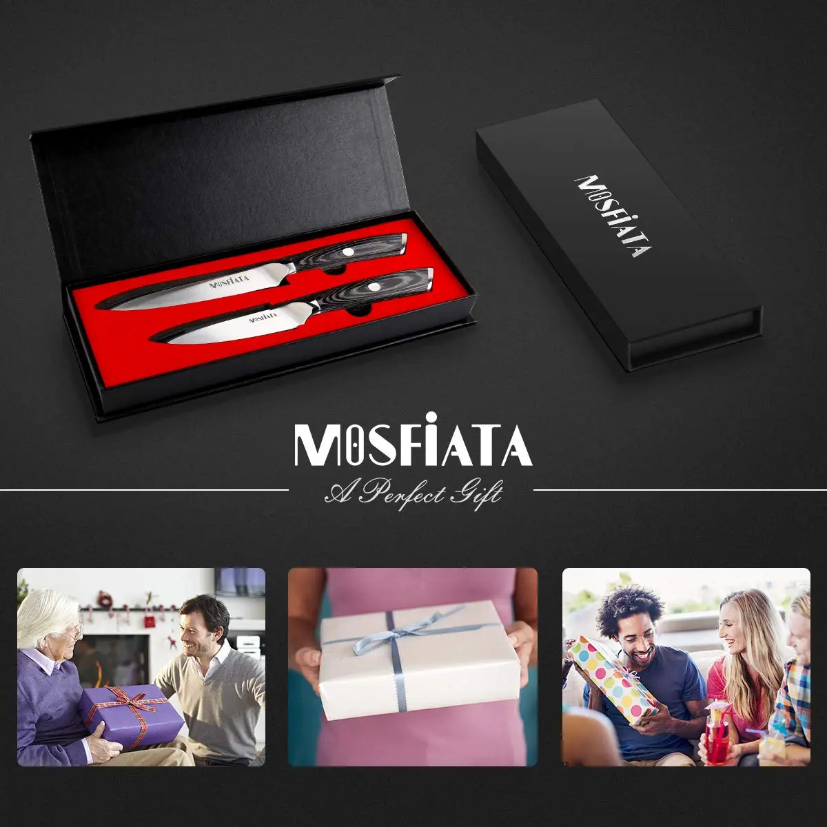 MOSFiATA 5” Chef Knife & 3.5” Fruit Knife Set with Sheath | German High Carbon Stainless Steel - view 8