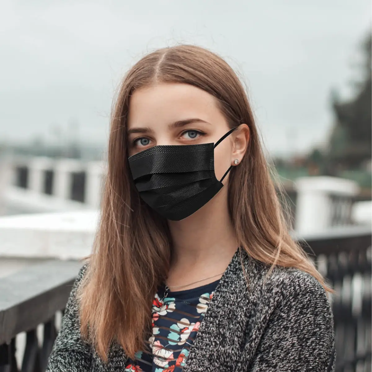 Wecolor Disposable Face Masks 120PCS, 3 Ply Breathable Non-Woven Fabric, Elastic Ear Loop, Black | Comfortable Fit for Daily Use - view 6