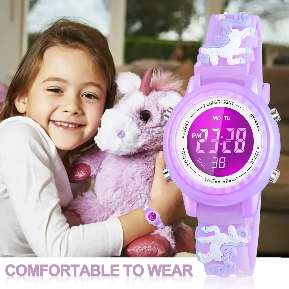 Viposoon Unicorn Purple 3D Cartoon Watch for Girls 30mm (1.18 inches) | CE Certified Waterproof Kids Watch - view 5
