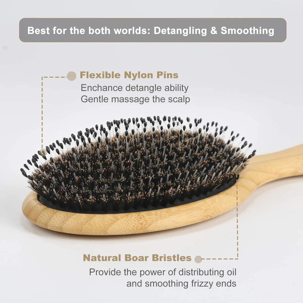 BESTOOL Boar Bristle Hair Brush Set (Regular & Small) | Detangles, Softens & Adds Shine - view 2