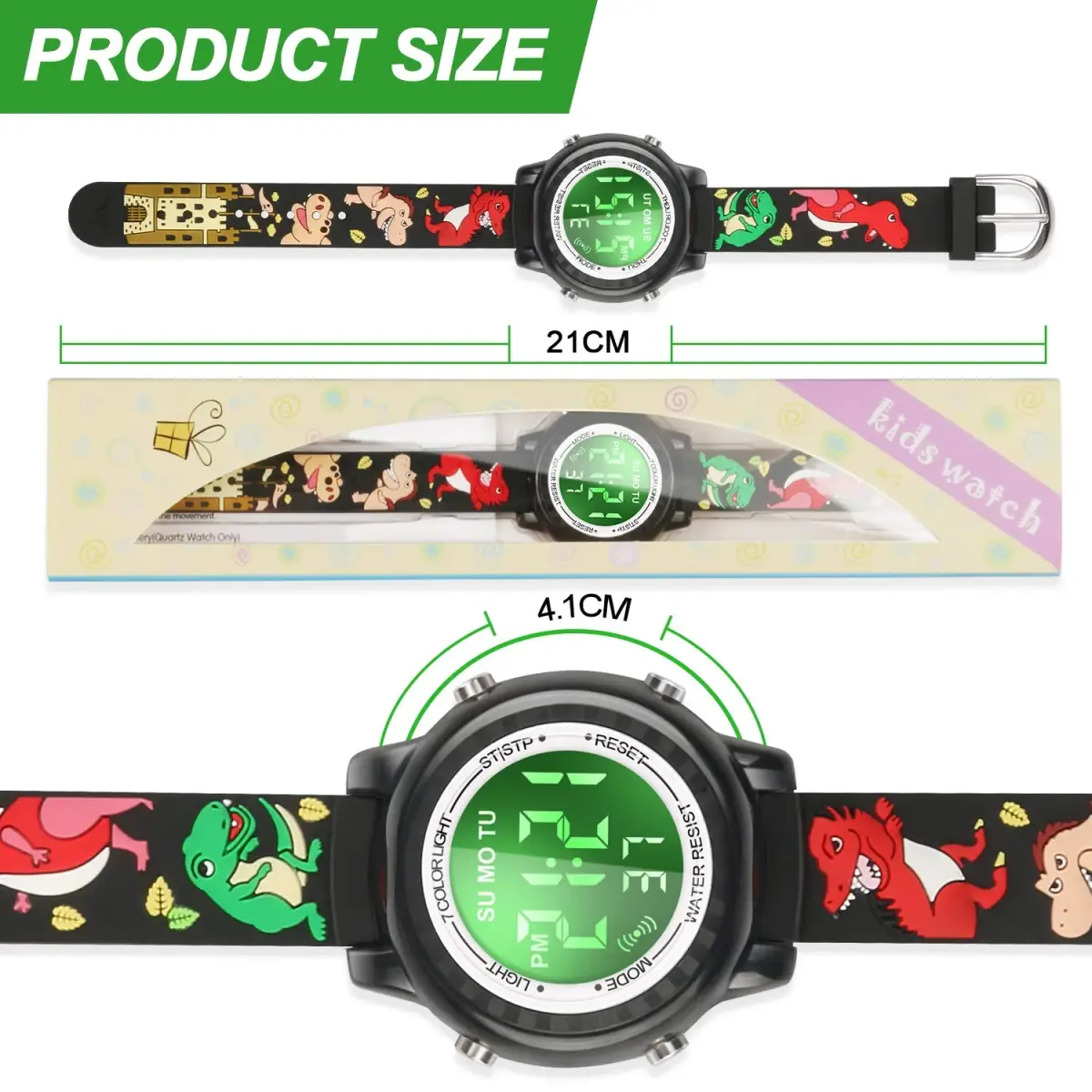 Viposoon 3D Cartoon Watch for Kids 30m (100ft) Waterproof | Easy Time Learning with 7-Color Backlight - view 6