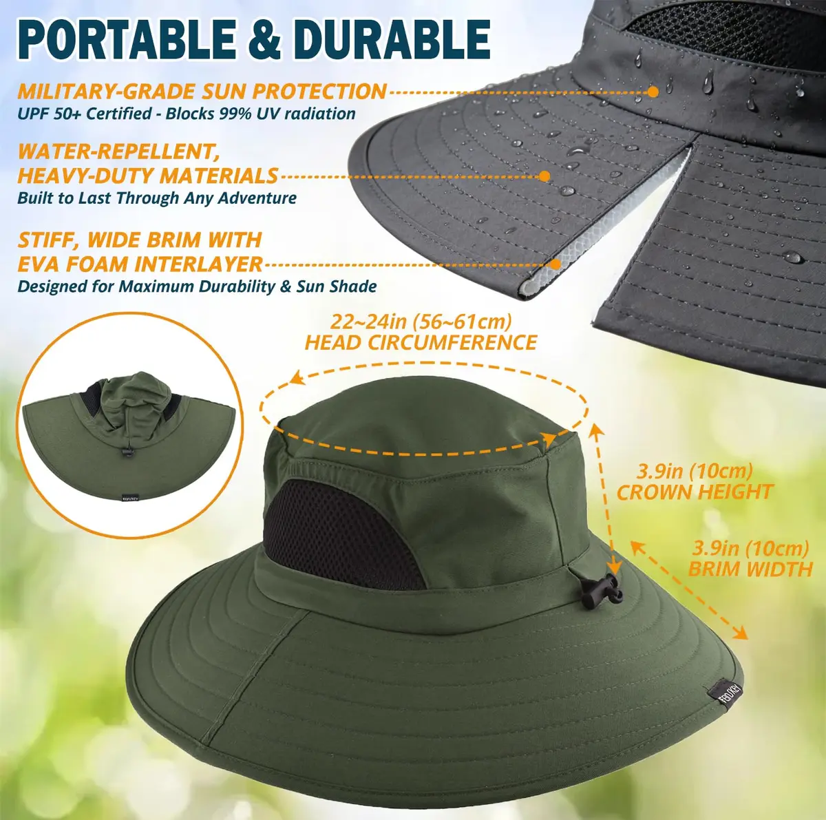 EINSKEY Wide Brim Sun Hat, UPF 50+ UV Protection Waterproof Packable Bucket Hat for Men & Women - view 6