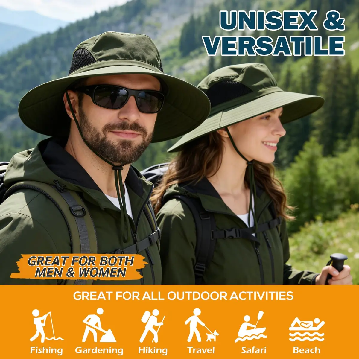 EINSKEY Wide Brim Sun Hat, UPF 50+ UV Protection Waterproof Packable Bucket Hat for Men & Women - view 2