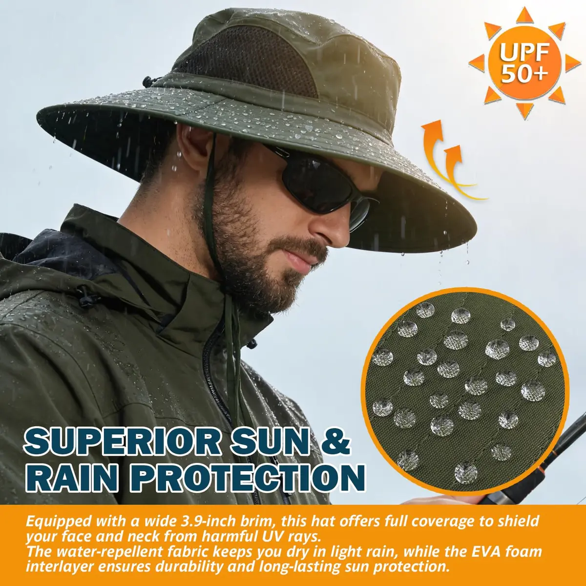 EINSKEY Wide Brim Sun Hat, UPF 50+ UV Protection Waterproof Packable Bucket Hat for Men & Women - view 3