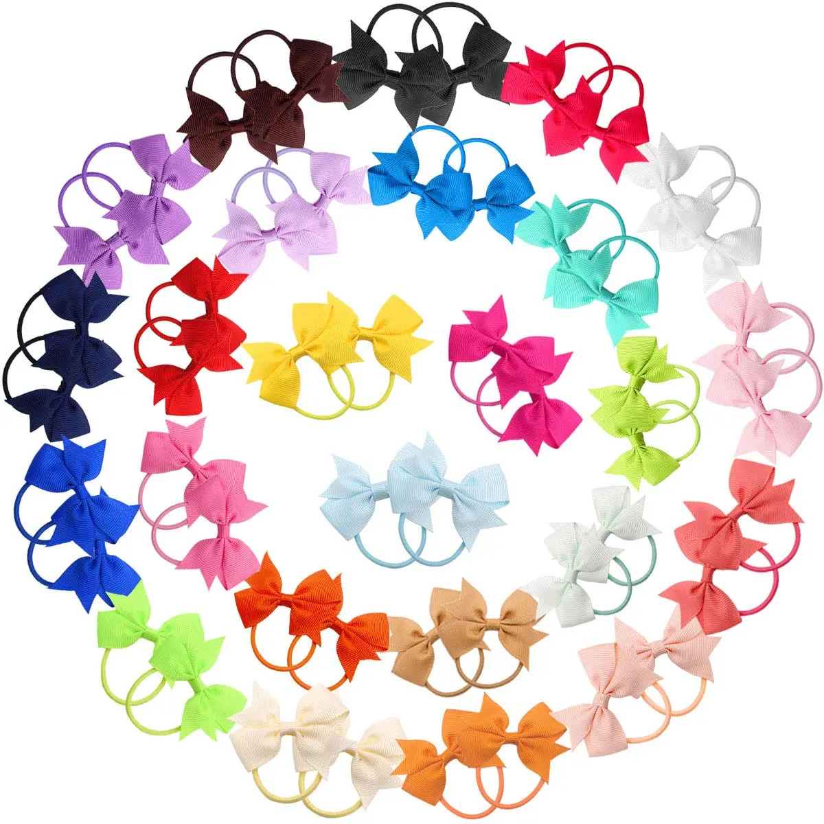 CÉLLOT Baby Hair Ties with Bows 50pc | Small 2 inch Baby Hair Ponytail Holders for Girls - view 4