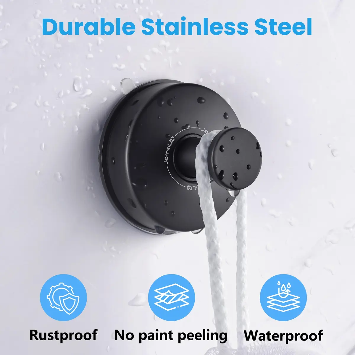 JOMOLA Matte Black 2PCS Stainless Steel Suction Cup Hook | Heavy Duty Vacuum Suction Cup Hooks for Bathroom, Kitchen, Living Room - view 2