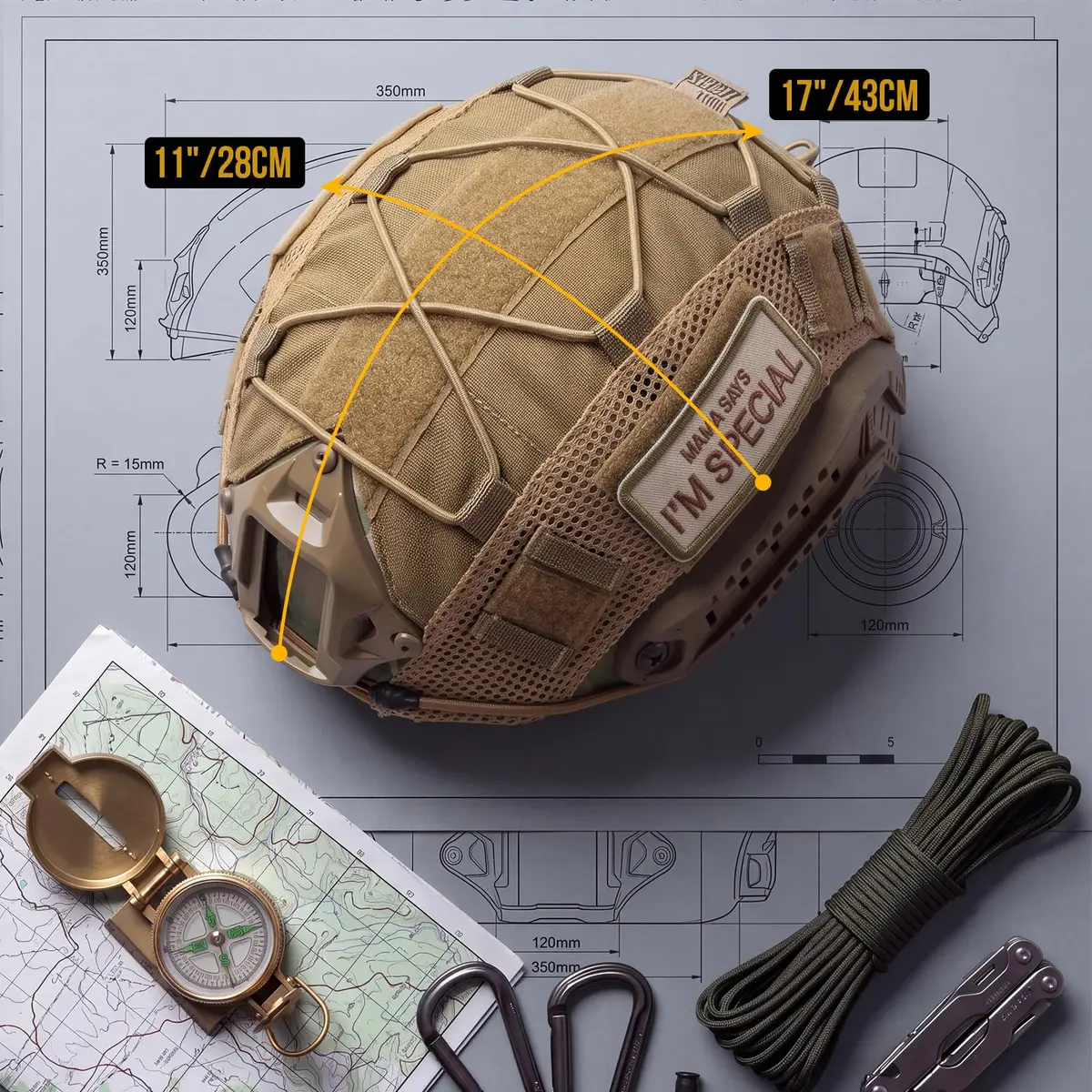 ONETIGRIS Helmet Cover, Tactical Fast Cover Cloth for PJ Helmet, Size M/L | Multicam Nylon, Lightweight & Water-Resistant - view 3