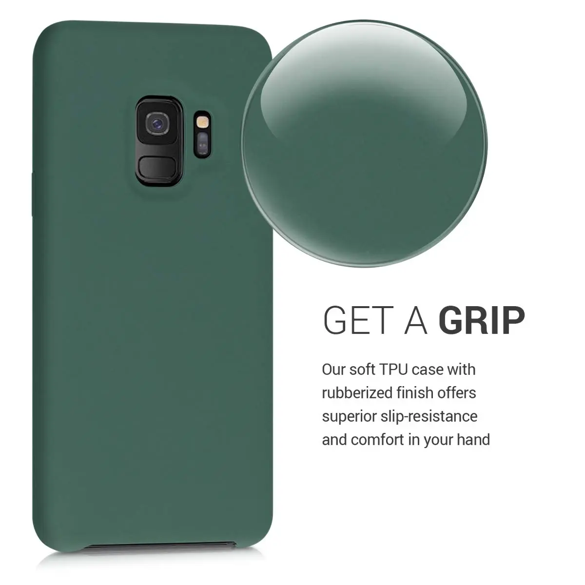 kwmobile Forest Green TPU Silicone Case Compatible with Samsung Galaxy S9 | Soft Finish, Non-Slip Grip - view 3